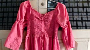 Pink Smocked Tiered Dress