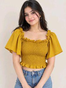 Chic Smocked Flutter Sleeve Top