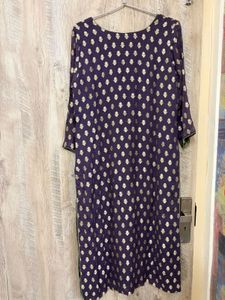 Elegant Purple Kurta with Gold Print and garara