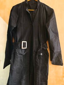 Elegant Black Maxi Trench Coat