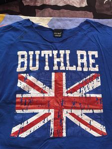 Royal blue oversized graphic crop tee