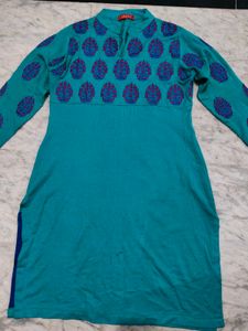 Teal Embroidered Kurti