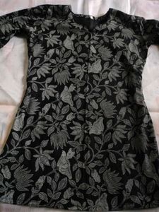 Elegant Black Floral Print short Kurti