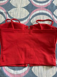 Red Corset Bustier Zipper Top