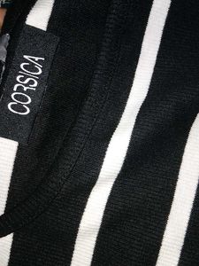 Striped Square Neck Crop Top