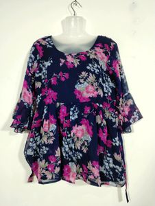 Navy Blue And Multicolor Tunic (Wo