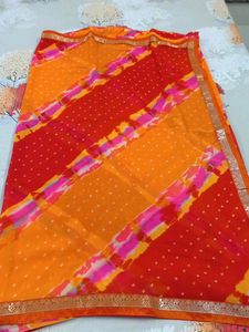 Beautiful Leheriya Bandhej  Fancy Saree😍