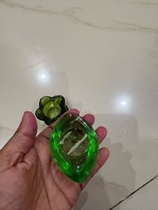 Set of 2 Green Glass Candle Holders