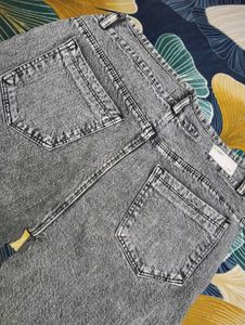 Washed Grey Wide Leg Jeans