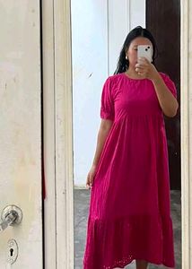 Vibrant Pink Tiered Midi Dress