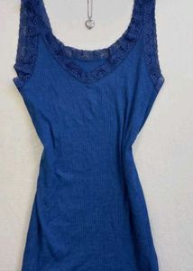 Blue Lace Trim Camisole Top