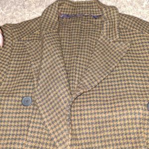 Classic Houndstooth Double-Breasted Coat