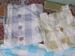 Blue &amp; White Sleeveless Kurta(size-XL)
