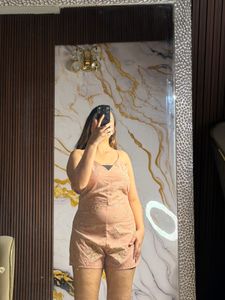 Peach Embroidered Romper