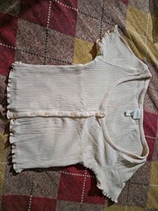 Ribbed Button-Up Crop Top