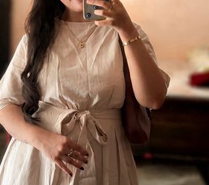 Casual Beige Midi Dress