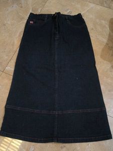 Dark Wash Denim Maxi Skirt