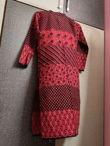 Red &amp; Black Printed Kurta