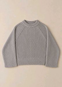 GREY TEXTURED KNIT SWEATER WITH DISTINCTIVE SLEEVE