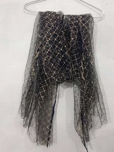 Elegant Black Net Dupatta with Embellishments