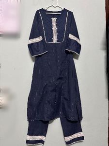 Elegant Navy Striped Kurta Set