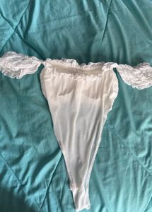 White Ruffled Off-Shoulder Bodysuit