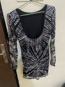 Sparkly Black backless Sequin Dress
