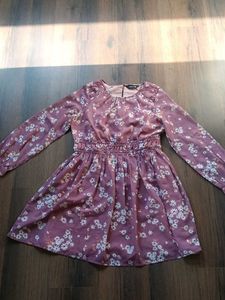 Chic Floral Print Midi Dress ( L size )
