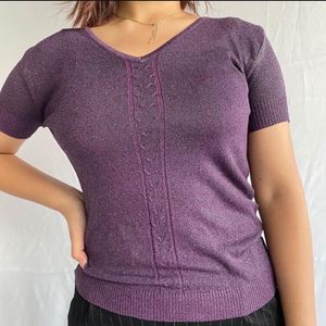 Women V Neck Top In Purple