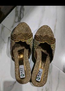 Sparkling Gold Embellished Heels combo