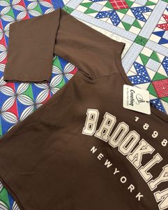 Brown Brooklyn one shoulder T-Shirt