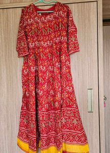 New Like Ikkat Print Floor Length Gown