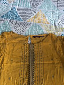 Yellow printed Kurta