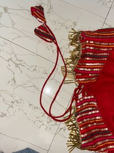 Red Sequin Halter Neck Blouse (S)