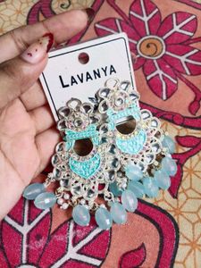 Lavanya Blue & Silver Dangle Earrings