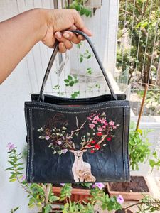 Original ESBEDA Embroidered Deer &amp; Floral Handbag