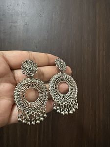 2 pairs  Oxidized Silver Jhumka Earrings