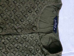 Olive Green Embroidered Peplum Kurta
