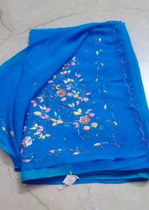 Blue Embroidered Saree