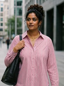 Pink Striped Hooded Dress