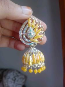 Stunning Yellow Jhumka Earrings