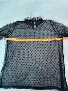 Chic Black Polka Dot Mesh Top