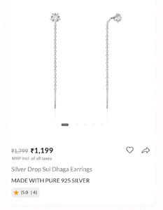 Silver Drop Sui Dhaga Earrings