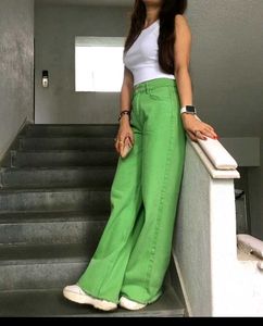 🆕 Bright Green Wide Leg Jeans