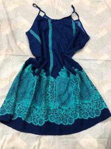 Navy &amp; Turquoise Mini Dress