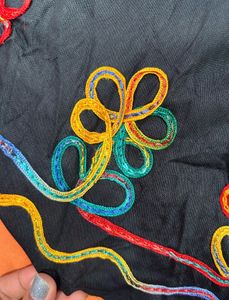 Black Kurta with Colorful Embroidery
