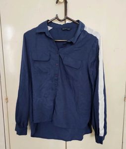 Stylish Navy Blue Button-Up Shirt