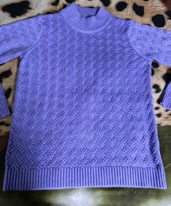 Lavender Knit Mock Neck Sweater