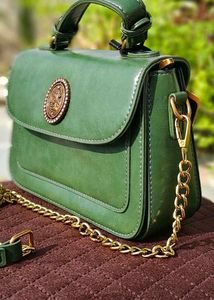 Chic Green Handbag with Embellishment