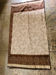 Silk Beige &amp; Brown Paisley Saree